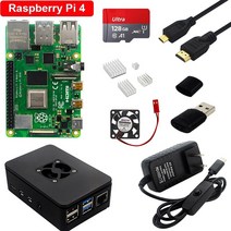 라즈베리파이4 아두이노 라떼판다 키트 raspberry pi 코딩 교육 4 model b 2g 4g 8gb ram abs case 32gb 64gb 128gb 카드 팬 방열판, 협력사, 2기가 램, 64GB 카드