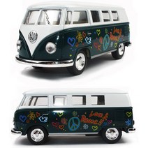 해외직구 폭스바겐 마이크로버스 페인팅 스페셜 버전 1:32 다이캐스트 / 키덜트 피규어 모형차 미니어쳐 명차 선물 생일 장식용, Green