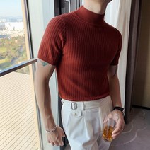 남자 반팔 니트 봄 캐쥬얼 남성 슬림 티셔츠 풀오버 정장 하객룩 반소매