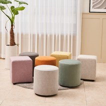 채움디에프 맨하탄 원형사각스툴 화장대의자 보조의자 이지클린 패브릭스툴, 원형, 베이지