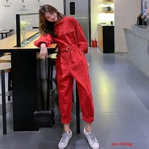 puildaug Frock 점프 수트 여성 봄 패션 높은 허리 슬리밍 점프 수트