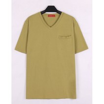 국산 워싱면 20수 무지 포켓 브이넥 반팔티셔츠 S-XXL
