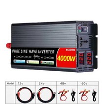 차량용인버터 캠핑용 변압기 12v 220v 순수 정현파 인버터 24v 110v DC AC 2000W 3000W 4000W 5000W 다기능 전력 변환기 자동차 태양광, 4000W LED+12v+110v 60hz