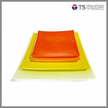 [대명멜라민] 칼라 멜라민 줄무늬 정사각접시, 노랑