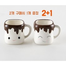 홈카페용품 귀여운 초콜릿 마시멜로 머그컵 우유컵 커플컵 선물, A.둥근눈  10.5x7.8x7.8cm