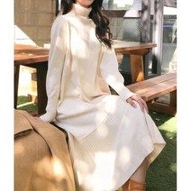 목폴라 원피스 터들넥 롱원피스 니트원피스 바로배송