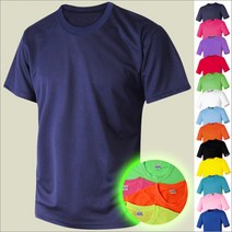 무지 기본 드라이쿨 기능성 쿨론 냉감 라운드 형광 반팔 티셔츠(남여공용 18색상)