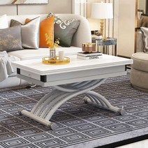 리프팅 거실테이블 좌식 쇼파 높이 조절 좌탁 테이블, 업그레이드100x57 둥근 모서리 흰색