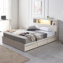 동서가구 이즈 카이 LED 수납침대 슈퍼싱글 퀸, 09_침대프레임Q+40T라텍스매트 ISG069, 워시