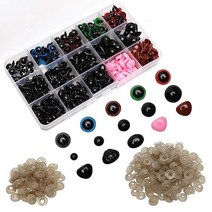 마즈뉴 570PCS 프리미엄 플라스틱 안전 눈과 코 와셔 공예 인형 테디 베어 코를 위한 다양한 크기 플래쉬 애니멀과 아미구루미 코바늘 장난감과 박제 동물