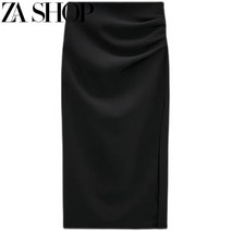 자라 블랙 스커트 ZARA 미디 롱 치마 페미닌룩 하객패션