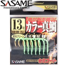 사사메 야이바 CD-09 칼라진조야광 그린 10호 참돔방어낚시바늘, 10호-019933