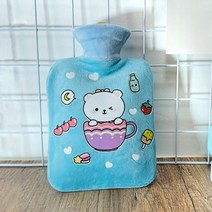 에이와이 곰돌이 보온 커버 세트 물난로 캠핑 온수주머니, 블루-2000ml
