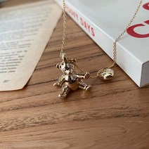 써지컬스틸 통통 곰돌이 테디베어 하트 목걸이 2color