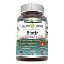 어메이징뉴트리션 비오틴 패스트 디졸빙 스트로베리 10000mcg 타블렛, 60개입, 1개