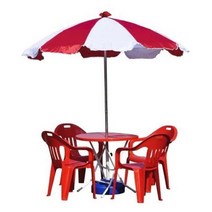 야외 캠핑 낚시 4인용 파라솔세트B(중-흰빨-받침별매), 쿠팡 원형_파랑_파랑