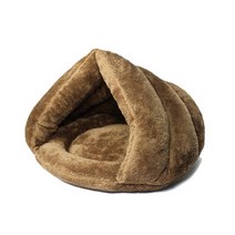 애완용 산책 이동 가방 켄넬 캐리어 눕눕백애완 동물 고양이 침대 두꺼운 침낭 삼각형 배변 부드럽고 편안, 01 Camel_02 L
