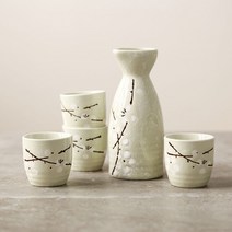 도꾸리 사케병 일본식 청주 어르신 선물 세라믹 주기 세트, 그린 사케포트 4잔, 1개