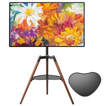 범용 삼각대 TV 스탠드 삼각대 이젤 TV 스탠드 3265인치 LED LCD 스크린 플랫 커브 스크린용 높이 조절 가능한 스튜디오 TV 디스플레이 스탠드 침실 거실 코너, Black/Wood