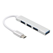 타입 C to 4 포트 USB 3.0 허브 맥북 맥 프로 아이맥 서피스 XPS PC 모바일 실버 울트라 슬림 데이터, 한개옵션0