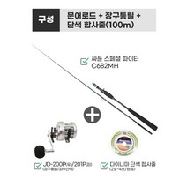 문어낚시대세트 장구통릴 문어릴세트 합사줄, 좌핸들