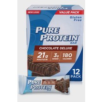 Pure Protein 퓨어프로틴 Bar 초콜렛맛 Deluxe 21 g 1.76 oz 12 Ct
