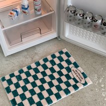 떨샵 체커보드 발매트 화장실 욕실 주방 미니러그 인테리어 소품, 청록
