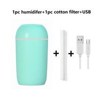 목공 인테리어 DIY 소품 420ML 대용량 사일런트 가습기 다채로운 야간 조명 USB 플매트 카펫 러그 아로마 디퓨저 연속/간헐적 인 모드 파인 스프레이, [03] Green