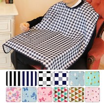 복쐬낭생활용품 성인용턱받이 버튼형타입 어르신 노인 성인 식사 턱받이 환자 식사 위생 앞치마 방수 원단 큰턱받이 촘띱웠 스트라이프 체크 플라워 패턴 eJ29L+k0C2p, [리본(스카이)], 1개