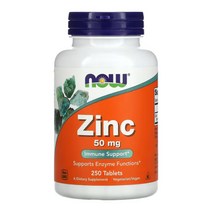 Now Foods 나우 푸드 아연 50 mg 250 정 징크 Zinc 글루코네이트 Gluconate 스테아린산 마그네슘