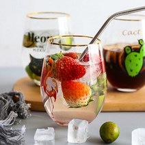 블링 일러스트 유리컵(플라밍고) A61684 빈티지유리컵 유리잔 아이스커피잔 컵 물잔 ★jun☆a, ※­선택:플라밍고_A61684_▣