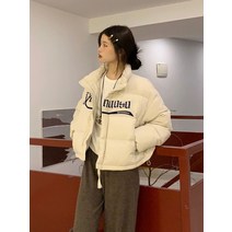 미국 패션 브랜드 쇼트 레터링 프린트 패딩코트