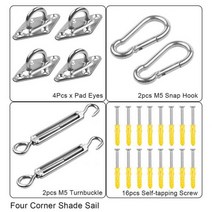 파라솔 천갈이 천교체 교체용 커버 천 그늘 항해 액세서리 304 스테인레스 스틸 하드웨어 키트 꽃 바구니 패드 눈 카라비너 고정 후크 나사 실버, Accessories 4