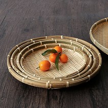 대나무 채반 원형 소쿠리 나무 바구니 싸리 쟁반 건조