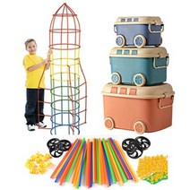 키라비 빨대블럭 1200 1400 1600 피스 어린이 집콕놀이 장난감 선물 KC인증, BK1200피스(빨대700+커넥터500)