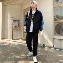 AIRASI 투피스 남성 캐주얼 트레이닝 세트 봄가을 작업복 재킷