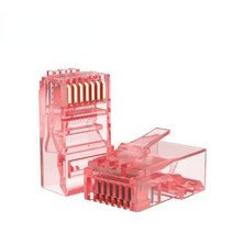 100 개 RJ45 이더넷 케이블 모듈 플러그 네트워크 커넥터 RJ-45 크리스탈 헤드 Cat5 컬러 Cat5e 골드 도금, 02 빨간_01 100 PCS