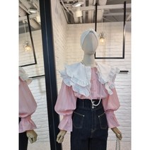 [반다리] 캔디 레이스 빅카라 스트라이프 블라우스