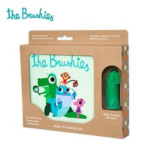 American the Brushies 실리콘 손가락 침대 손가락 칫솔 아기 우유 치아 접착제 삶은 어금니 스틱 수입 가능, 공룡 직업(0-4세 적합) + 책
