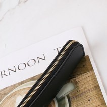 휴대하기좋은 슬림한 베이직 가죽필통 미니 고급펜파우치, 그레이