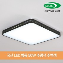 국산 LED 스퀘어 방등 50W 도트시스템 플리커프리 20평대 30평대 천장등 조명, 주광색 6500K (하얀빛), [블랙] 스퀘어 방등 50W