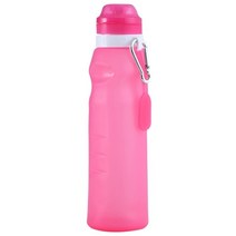 600ml 롤업 야외 스포츠 물병 접을 수있는 물병 접이식 물병 음식 등급 실리콘 BPA 무료, 빨간색
