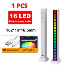 카오디오 블루투스자동차 Led 사운드 컨트롤 라이트 바 RGB 앰비언트 픽업 리듬 램프 음악 USB 조정 가, 02 16 LED White APP