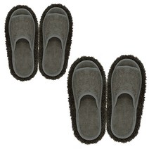 청소슬리퍼 1+1 걸레슬리퍼 극세사 층간소음 발걸레 거실화, 카키여1개+남1개