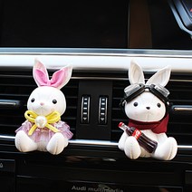 꿈을주는향기 봉제토끼인형 차량용 석고 방향제 +10ml 추가리필 증정, 봉제토끼인형세트, 프리지아