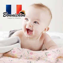 보니숑 프랑스 아기담요 끈이있는 신생아블랭킷 라지사이즈, 타이블랭킷(라지)-캔디트리블루(무형광)