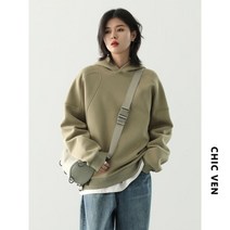 여자 후드 티 긴팔 CHIC VEN 스웨터 긴 솔리드 캐주얼 스플릿 코트 스트리트웨어 봄