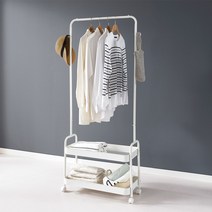 키모 이동식 수납 트롤리 행거 2단, 화이트