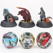 애니메이션 고질라 피규어 장난감 6.5CM 귀여운 PVC 액션 모델 완구 캡슐 홈 콜렉트 브린케도스 피그 3PCS 3pcs one bag, 1