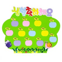 교실 환경구성 꾸미기 펠트 파스텔 생일축하해요 특대형 생일판(70cm x 55cm)